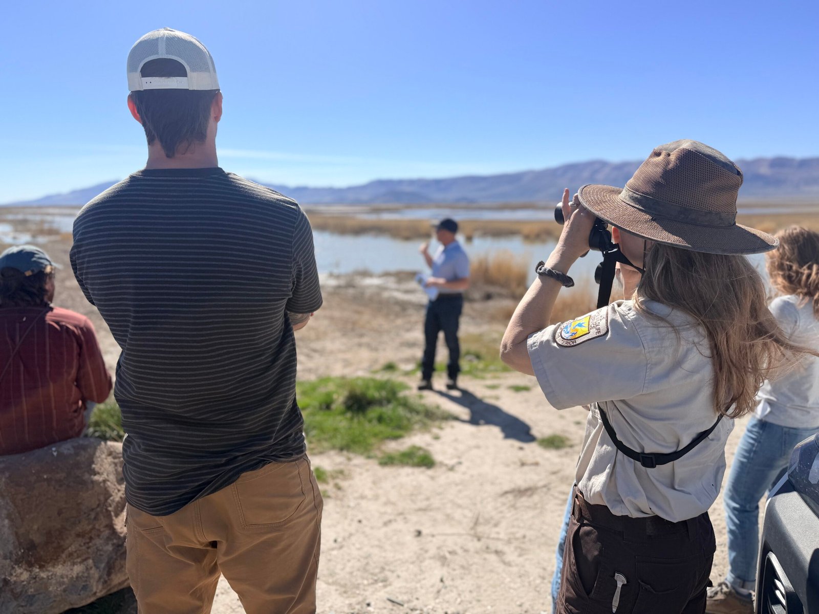 Group at Bear River Bird Refuge touring phragmite